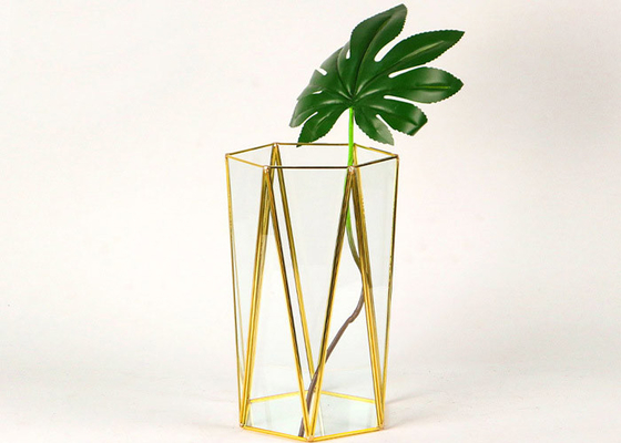 Glass artifact six-sided arrange flowers vase greenhouse decoration landscape succulent plant box cover Yiwu wholesale