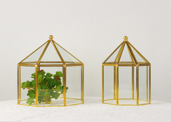 Glass gold black copper greenhouse dust box cake cover jewelry window display package box Yiwu wholesale