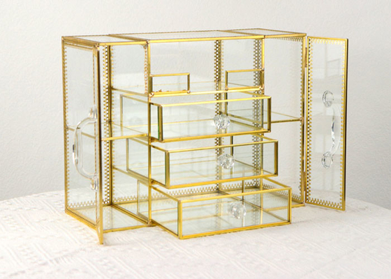 Cosmetics Storage Box Desktop Glass Non-acrylic cabinet lipstick ring earning jewelry Skin care Vanity shelving