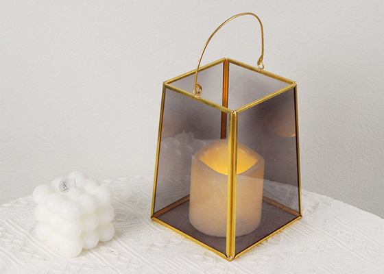 Color fashion storm lantern wax Candlestick glass greenhouse home decoration cover candle holder light wholesale