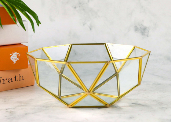 Japanese Style fruit Salad Bowl Nordic vintage design Brass geometric Phnom glass fruit basket bowl-shaped fruit bowl