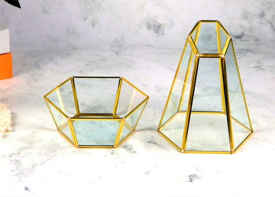 Bevel top glass garden spot hexagonal succulent flower container micro landscape flower pot glass ornaments