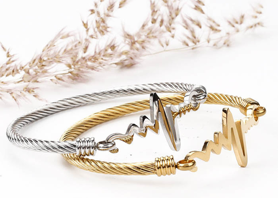 Stainless Steel ECG bracelet female 18k gold titanium steel inspirational heart rate bracelet Cable hand accessoriies