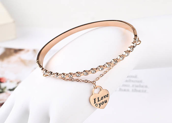 Stainless steel letter diamond 18K bracelet female love Roman tag bracelet titanium steel buckle logo words wholesale