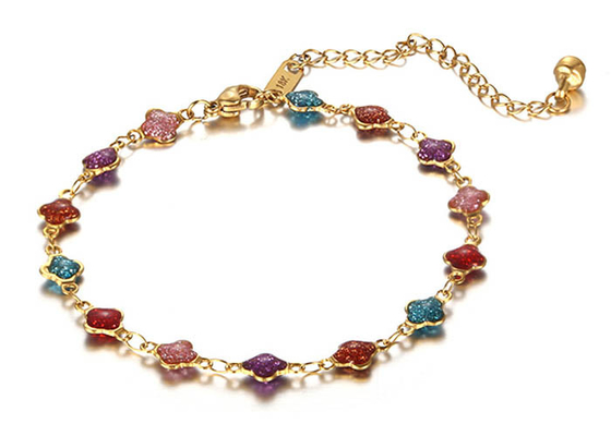 Fashion new colorful anklet girl 18K golden OEM logo words bell beach titanium steel foot accessories wholesale