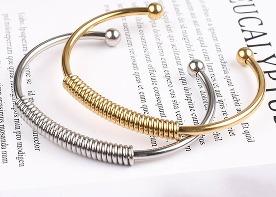 Fashion stainless steel 18K gold spring bracelet female jewelry silver elastic bracelet accessories wholesale