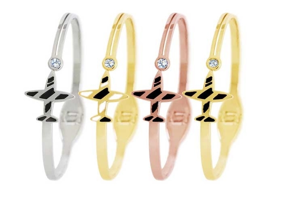 Stainless Steel aircraft bracelet 18k gold titanium spring drip oil Creative gift accessories wholesale yiwu
