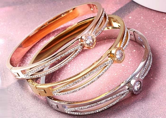 Bracelet female gift 18K gold letter Naan zircon jewelry stainless steel cross gold bracelet wholesale