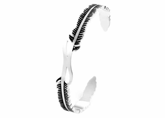 Fashion feather titanium steel bracelet female C-shaped open stainless steel jewelry cross-border gift wholesale