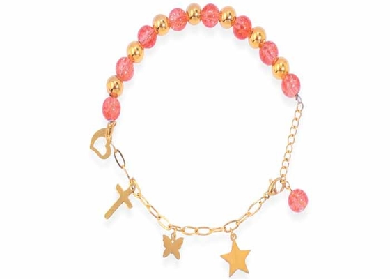 Freshwater pearl jewelry splicing chain strawberry crystal gravel bracelet DIY cross love bracelet female accessories