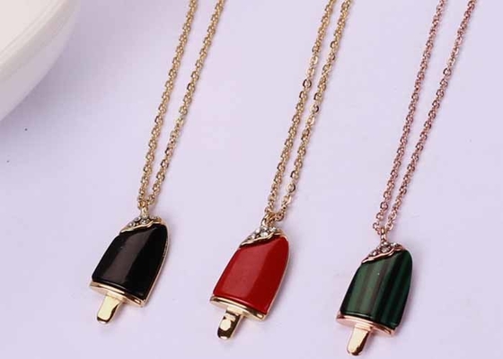 Summer titanium steel ice cream bar necklace 18K rose gold exquisite collarbone chain cute accessories