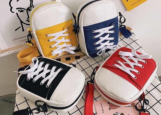 shoelace Canvas bag girls lovely kids young Korean shoulder candy bag logo picture OEM round female School bag wholesale