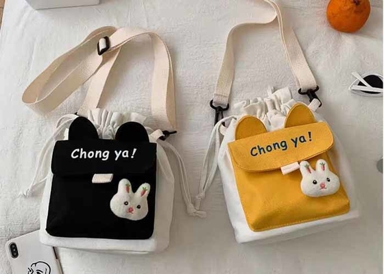 Women's canvas bag creative fashion shoulder crossbody customs logo words animal accessories bag Yiwu wholesale