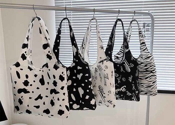 Cow print canvas bag female spring new tide fashion large capacity one shoulder bag student cross body Tote bag