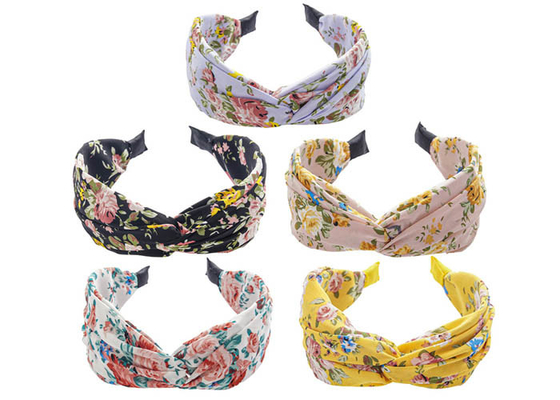 GLH035 Floral girls fabric elastic lace headbands wide edge headband fabric pressure hair clip