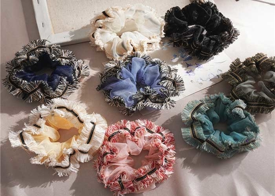 ins air mesh breathable lace edging large coil scrunchies lady precision work accessories wholesale