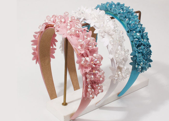 New hair accessories Baroque imitation crystal flower pink headbands fashion wide edge for gilrs kids
